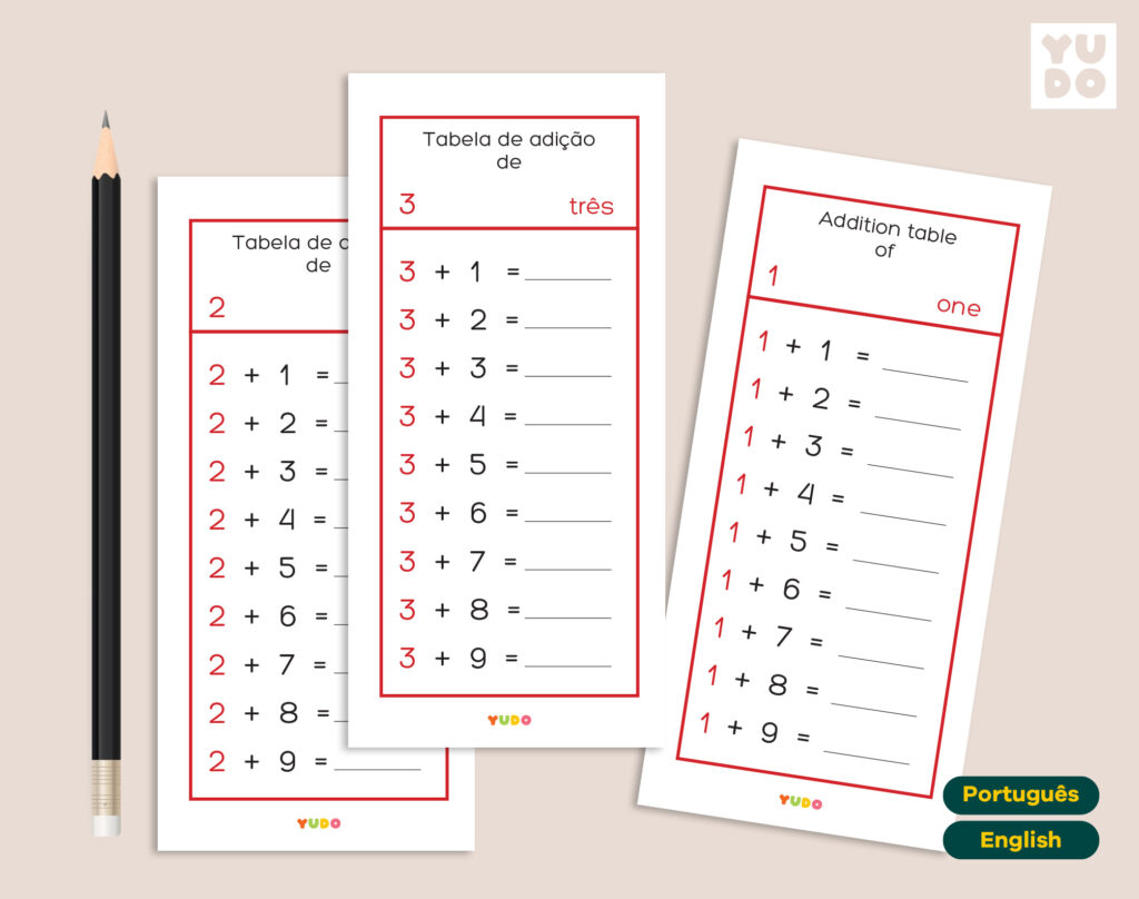 Montessori addition tables - yudo montessori