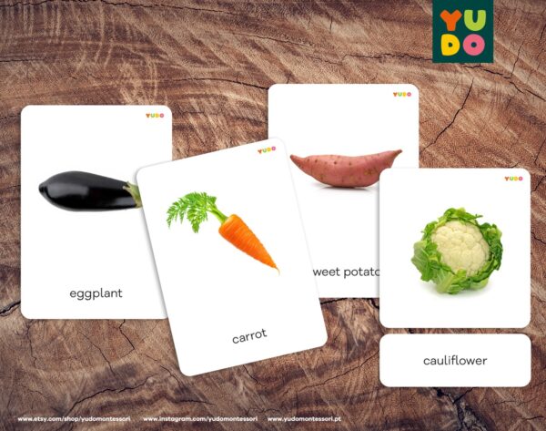 greens and vegetables language cards