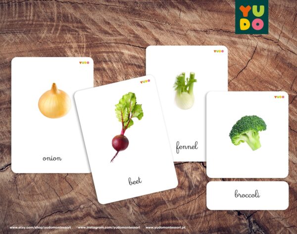 greens and vegetables language cards