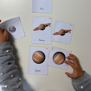 Solar system Montessori 3 part cards for kids.