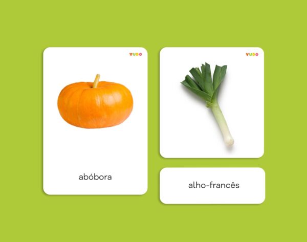 greens and vegetables language cards