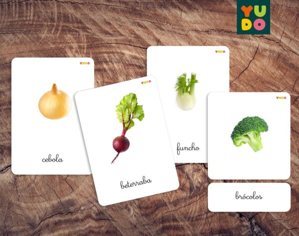 greens and vegetables language cards