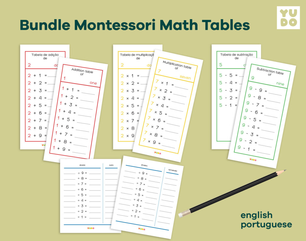 BUNDLE Montessori math tables - yudo montessori