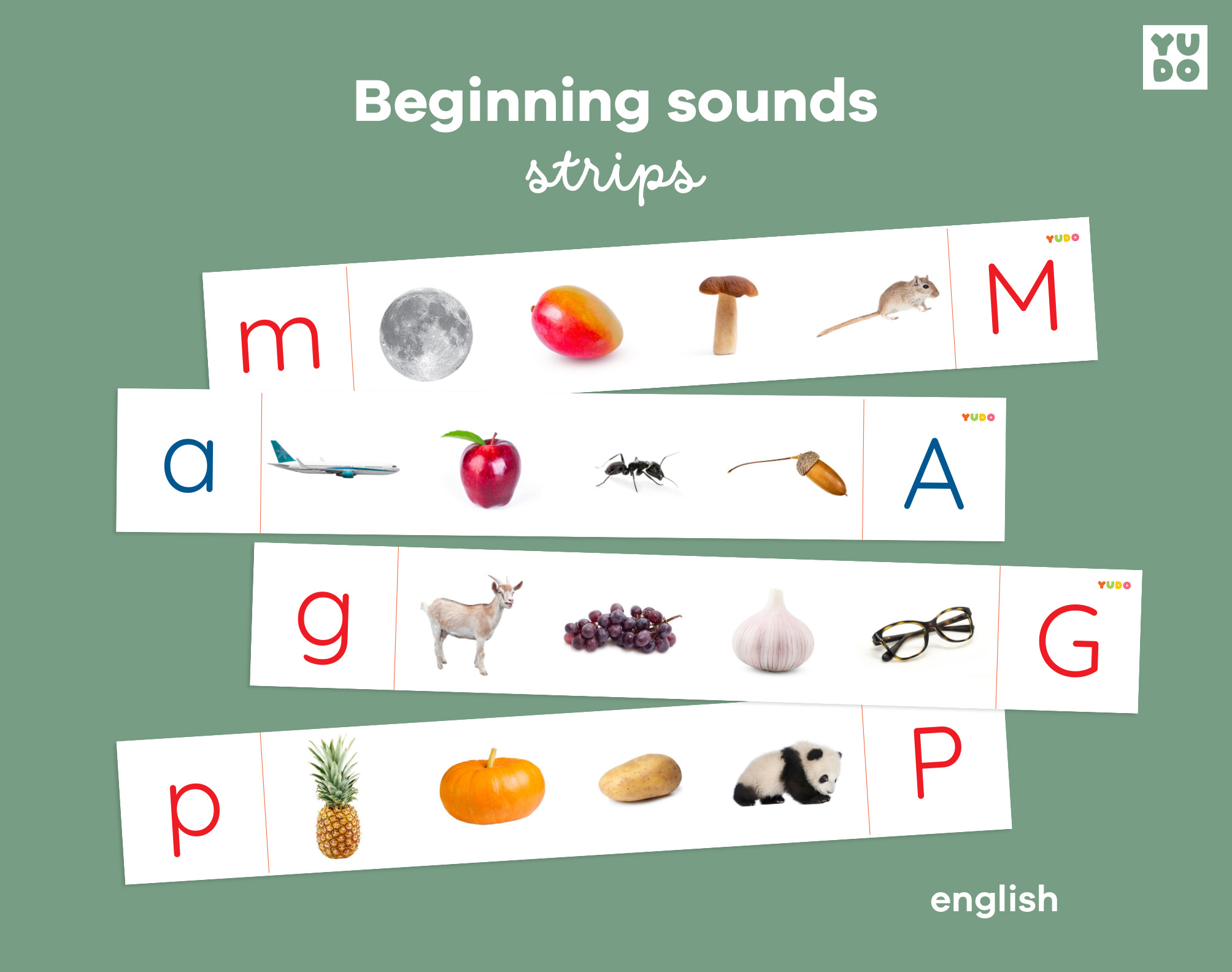 English beginning sound stripes Montessori-friendly