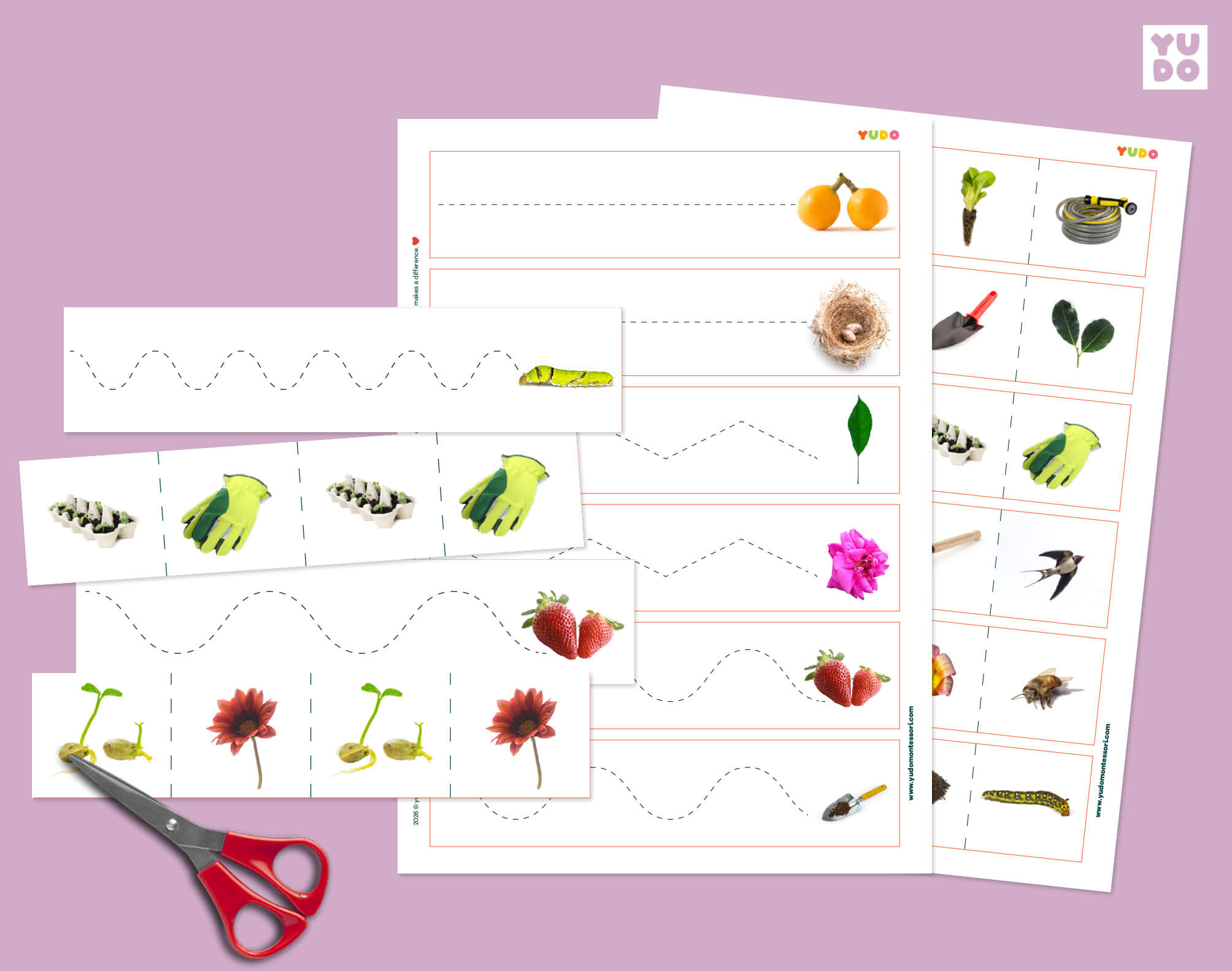 Montessori spring cutting strips printable for preschool scissor skills