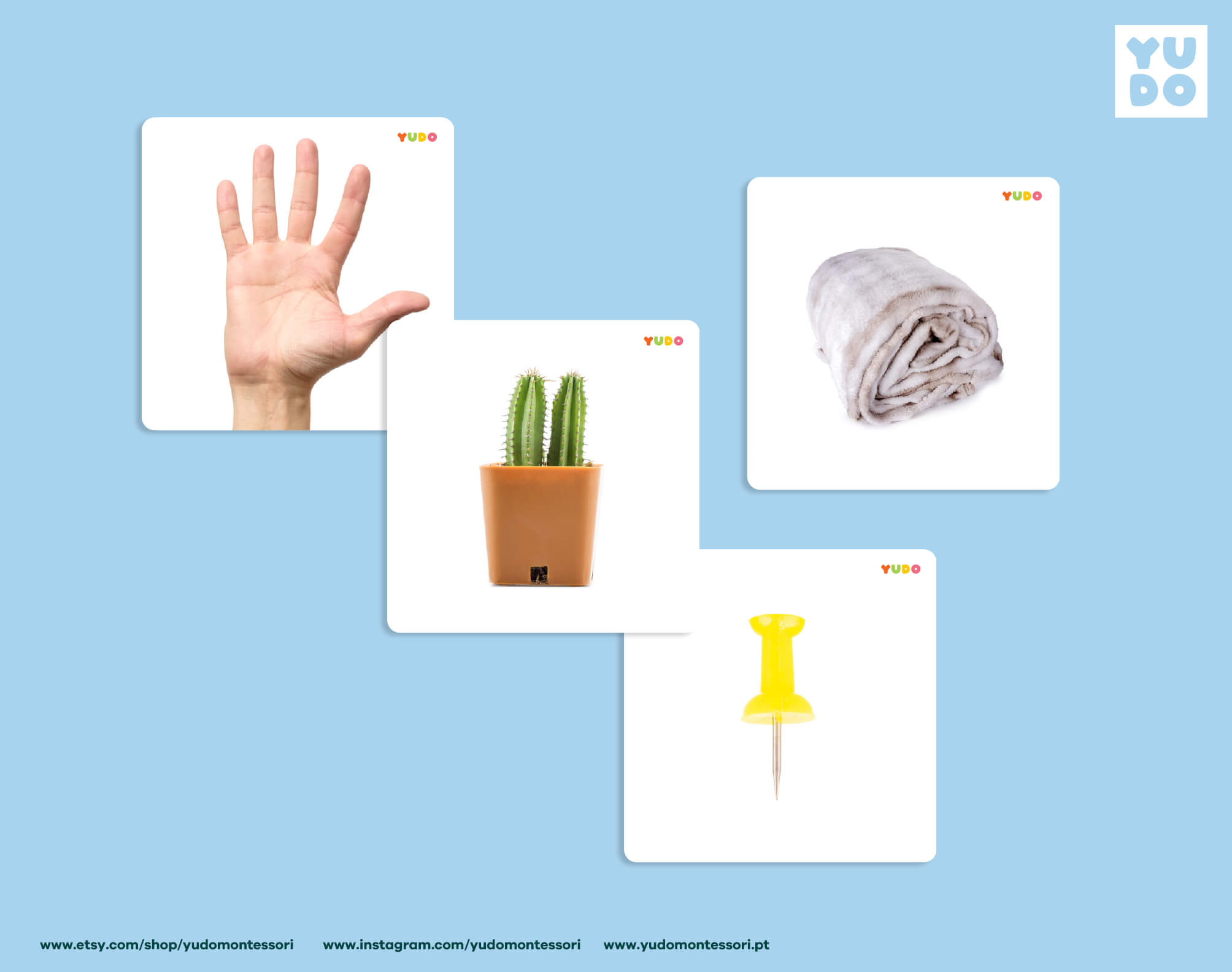 Montessori association cards with real object matching activity