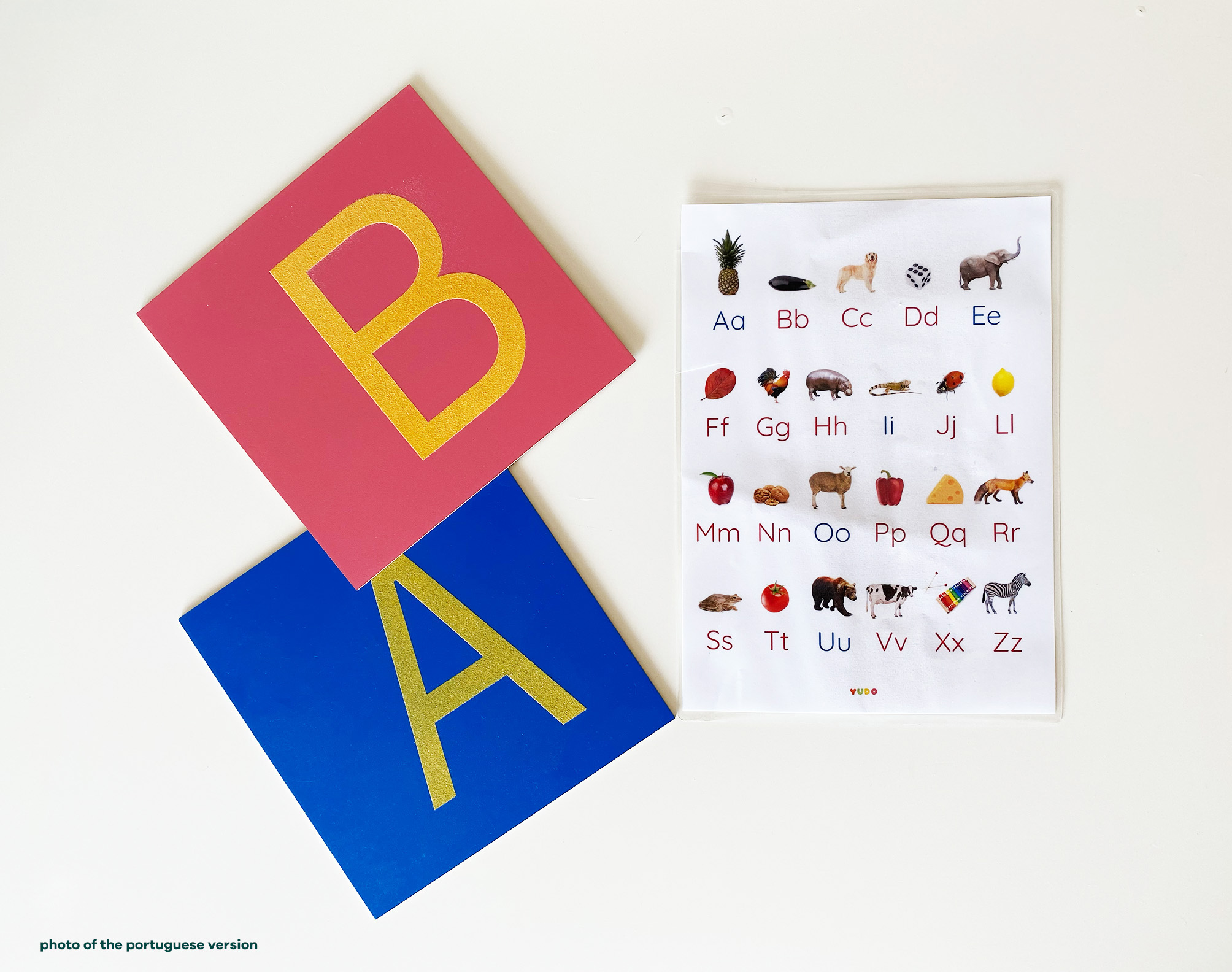 Montessori beginning sounds poster with movable alphabet letters