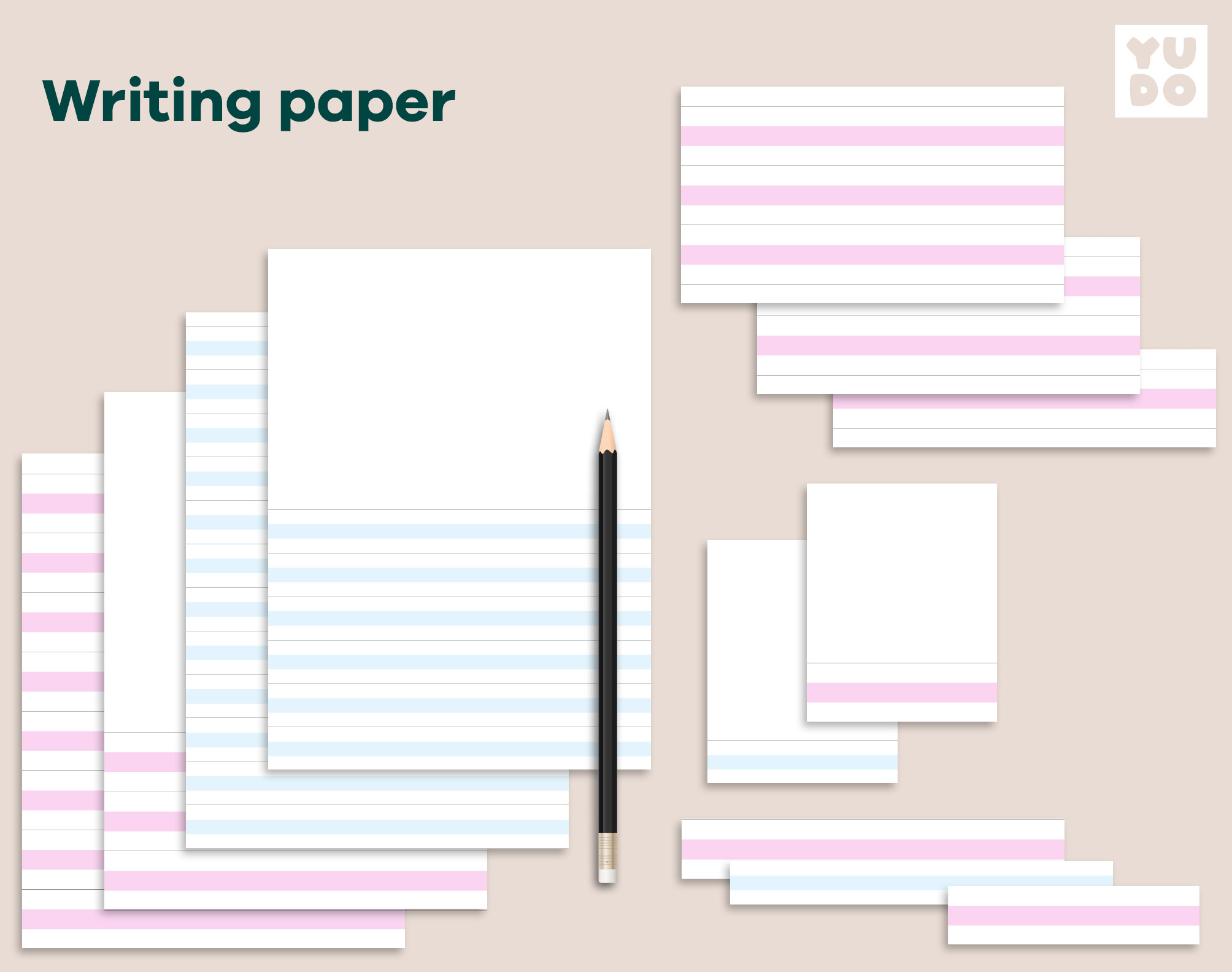 Montessori printable writing paper bundle with multiple handwriting formats