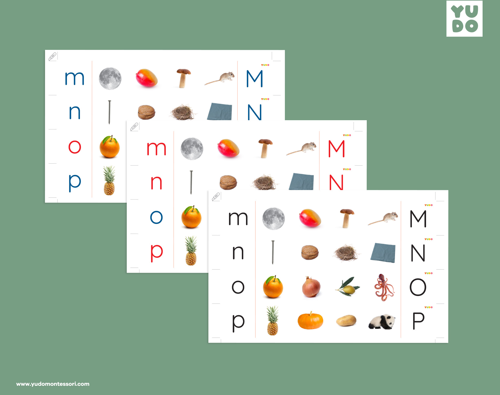 Montessori beginning sounds printable cards with real photos