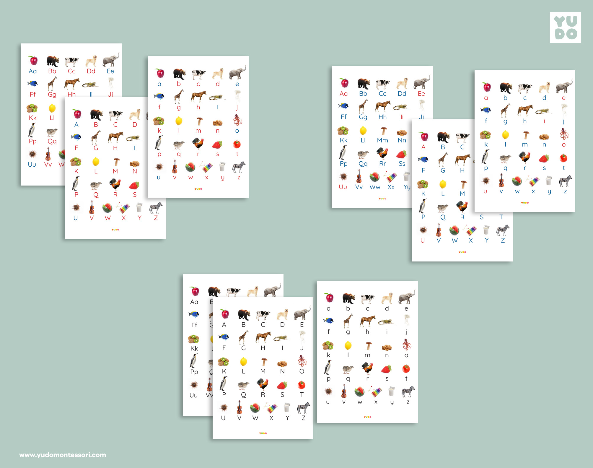 Montessori beginning sounds posters in various options