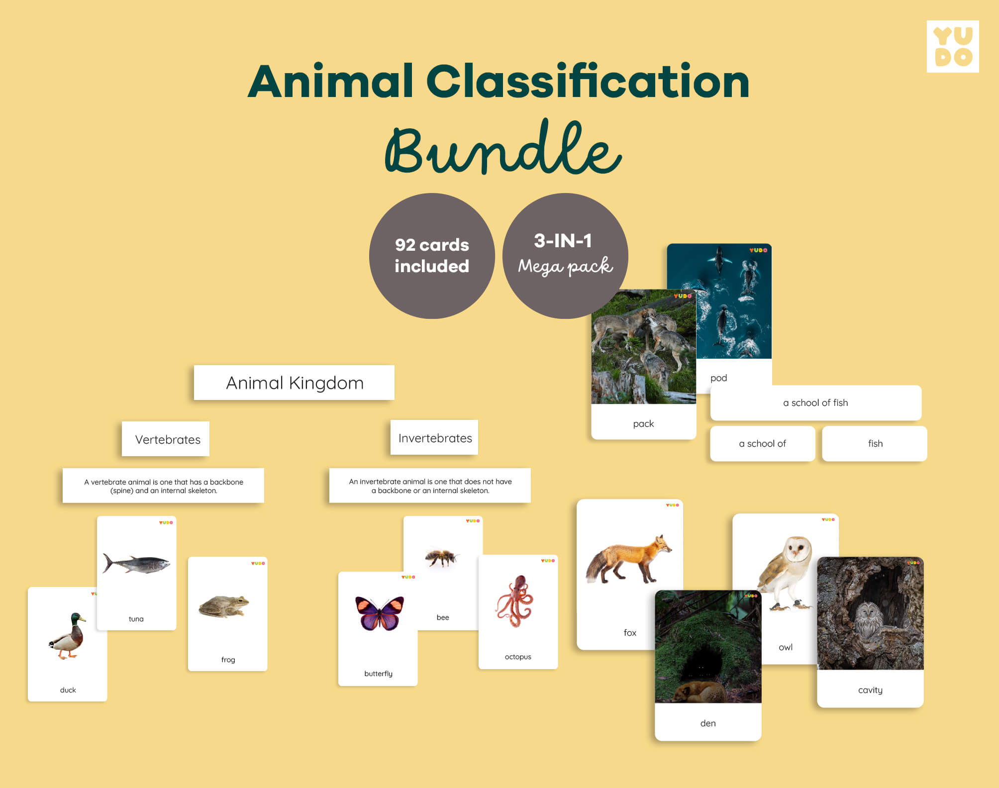 Montessori Animal Classification Bundle with animal groups, animal homes and vertebrates and invertebrates printables