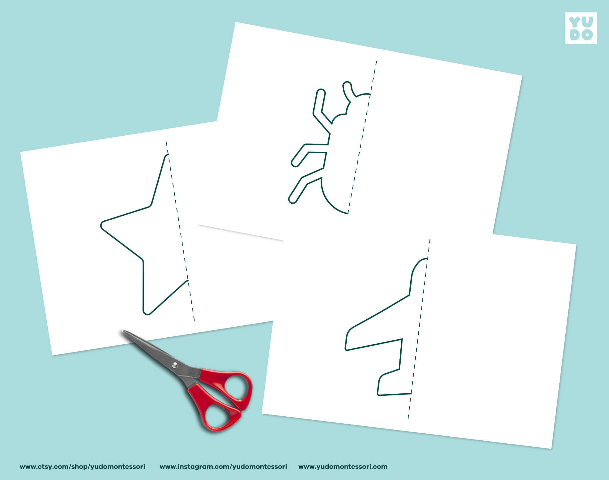 Montessori printable shape templates for cutting and tracing activities