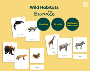 Wild Habitats Bundle - Africa, Forest & Ocean Animals 3-Part Cards