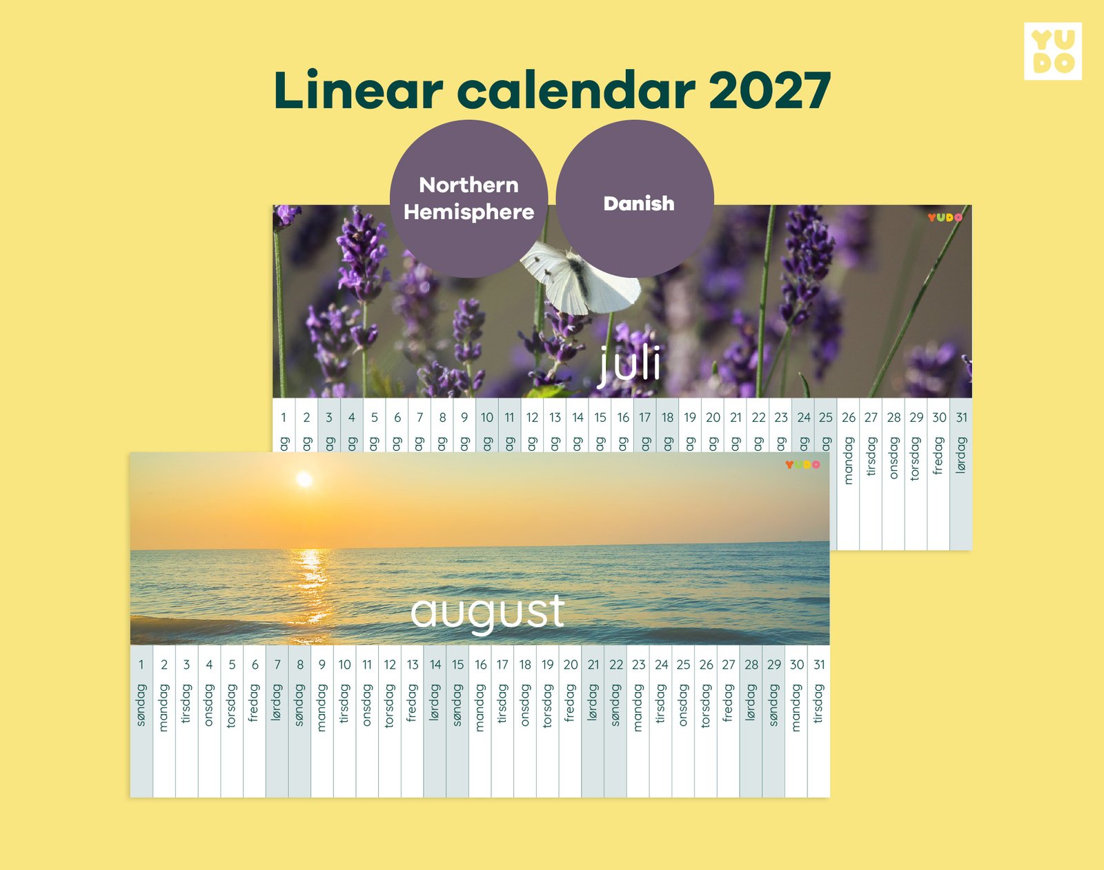 Montessori Linear Calendar 2027 full year printable